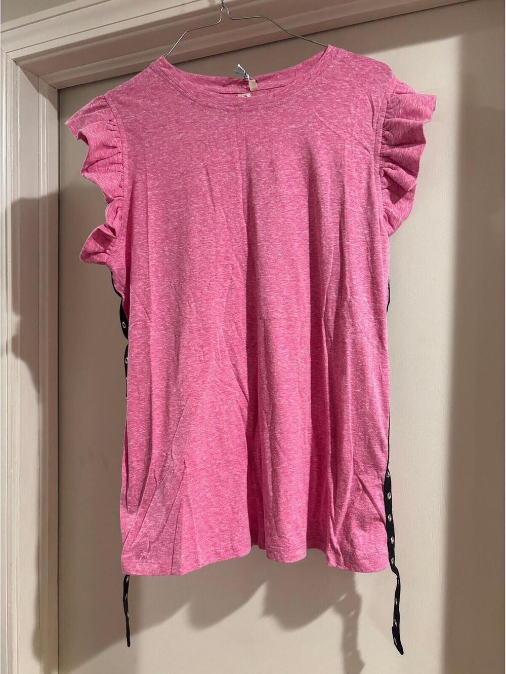 Hayden Los Angeles Pink Ruffle Sleeve Tie Side Top NWT Medium